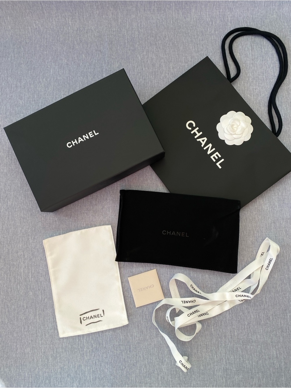 Authentic CHANEL | Full Packaging Set - Box Pouch Shopping Bag Cleaning Cloth